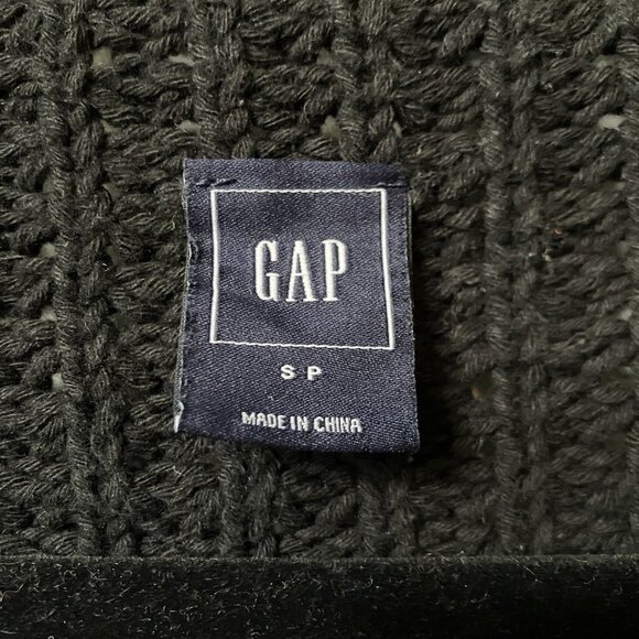 Y2K Gap Black Moto Cardigan Sweater Womens S Chunky Knit Cropped 2000s - Picture 4 of 9